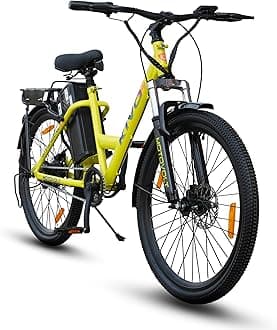 Motovolt KIVO Easy Extended Carrier Electric Cycle | Standard Normal Range | Range up to 45 Kms in Pedal Assist Mode | Electric Bicycle - Neon