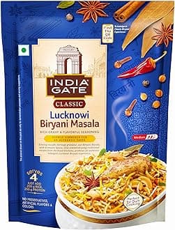 India Gate Lucknowi Classic Biryani Masala 120 gram + 200 gram Basmati Rice Free