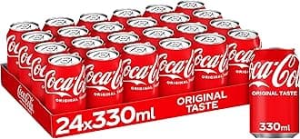 Original Taste, Pack of 24 Cans x330ml, Crisp Coke Soft Drinks, Serve Cola Drinks Ice Cold for Maximum Refreshment