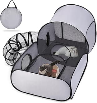 Tailtastic Pet Playpen With Surround Tunnel, Outdoor/Indoor Cat Enclosure Tent for Small Animals, Portable With Breathable Soft Sides and Carry Bag (Medium)