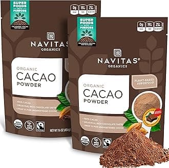 Navitas Organics Cacao Powder, 16 oz. Bags (Pack of 2) — Organic, Non-GMO, Fair Trade, Gluten-Free (19-002)