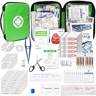 1st Aid Home-Businesses First- Emergency-Kit for Camping-Car - 300 Pcs Urgent Essential First Kits Refill Supplies with Tourniquet Bandages for Workpalce Green