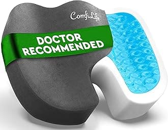 Premium Gel + Memory Foam Seat Cushion – Doctor Recommended Office Chair Cushion, Car Seat Cushion – Chair Cushions for Back & Sciatica Pain Relief – Seat Cushions for Office Desk (Charcoal)