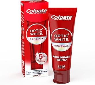 Optic White Renewal Teeth Whitening Toothpaste, Whitening Fluoride Toothpaste, Effectively Removes Tea, Coffee, and Wine Stains, Made with Hydrogen Peroxide, High Impact White, 3.0 oz