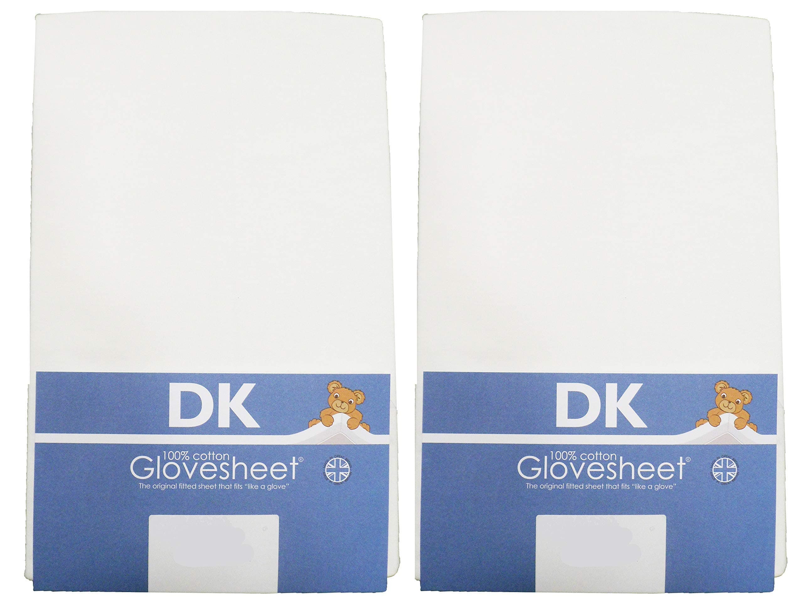 DK Glovesheets Two WHITE Fitted 83 x 50cm Crib Sheets 100% Combed Jersey Cotton – Compatible To Fit The Next To Me Mattress - 2 sheets