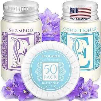 Luxury Travel and Hotel Amenities Set (1 Oz, 150 Pieces), Grade-A Guest Ingredients and Gift Packaging Toiletries, Includes 50 Round Soaps, 50 Shampoos & 50 Conditioners by EcoEarth