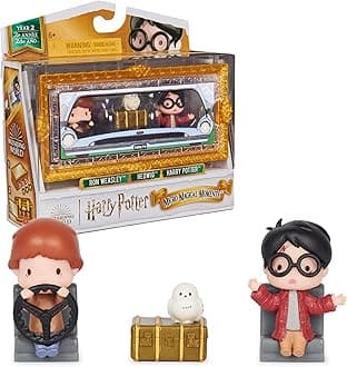 Harry Potter Micro Magical Moments Collectible Figures Multipack Ford Anglia with Harry Potter, Ron Weasley, Owl Hedwig and Display Box, for Children from 6 Years, Fan Item