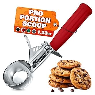 1.33oz Ice Cream Scoop with Trigger #24 - Stainless Steel Ice Cream Scooper for Gelato, Cookie Dough, Meatballs - Easy Portion Control, Comfortable Non-Slip Handle, Dishwasher Safe, Rust Resistant