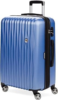 7272 Energie Expandable Hardside Luggage with Spinner Wheels and TSA Lock, Periwinkle Blue, Checked-Medium 24-Inch