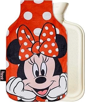 Disney Stitch Hot Water Bottle, Hot Water Bag with Soft Cover Hand Feet Warmer for Period Pain Neck Shoulder Muscle Joint Pain Relief, Stitch Gifts (Minnie_1700 ML)