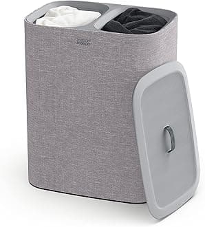 Joseph Joseph Tota 90-liter Laundry Hamper Separation Basket with lid, 2 Removable Washing Bags with Handles - Grey