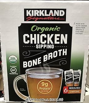 Kirkland Signature Organic Chicken Bone Broth, 32 Fl Oz, 6 Count