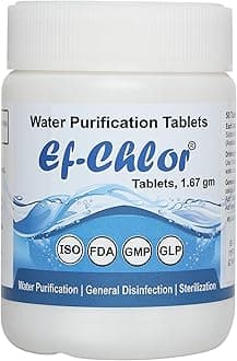Ef-Chlor 1.67 g Water Purification Tablet | Treats 500 litres per Tablet | for Household Overhead & Underground Water Tanks | Pack of 50