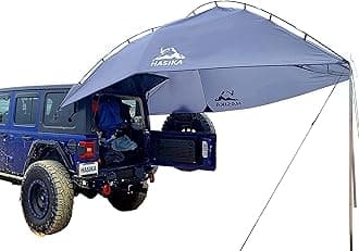 Versatility Camping Tent for Truck Bed,SUV RVing, Van,Trailer and Overlanding Portable Teardrop Awning Canopy Tear Resistant Tarp with 2 Sandbag