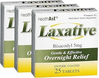 HealthA2Z Laxative Bisacodyl 5mg | Gentle and Fast Overnight Relief for Constipation (75 cout (Pack of 3))