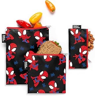 Simple Modern Marvel Reusable Snack Bags for Kids, Girls, Boys | Food Safe, BPA & Phthalate Free Polyester Zip Pouches | Washable & Refillable Sandwich Bag | Ellie Collection | 3 pack | Go Spidey Go