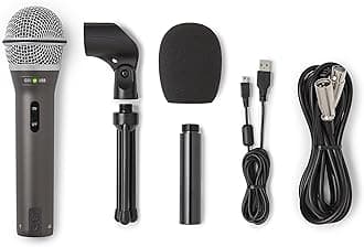 SAMSON Q2U Recording and Podcasting Pack - USB/XLR Dynamic Microphone with Accessories (Includes Mic Clip, Desktop Stand, Windscreen and Cables), 16-bit, 44.1kHz/48kHz, Silver