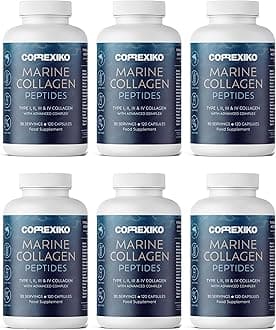 Marine Collagen Supplement Tablets - 2000mg Hydrolysed Collagen Peptides per Serving with Added Hyaluronic Acid, Vitamin C & Minerals - for Hair, Skin & Nails - 720 Capsules 6 Month Supply