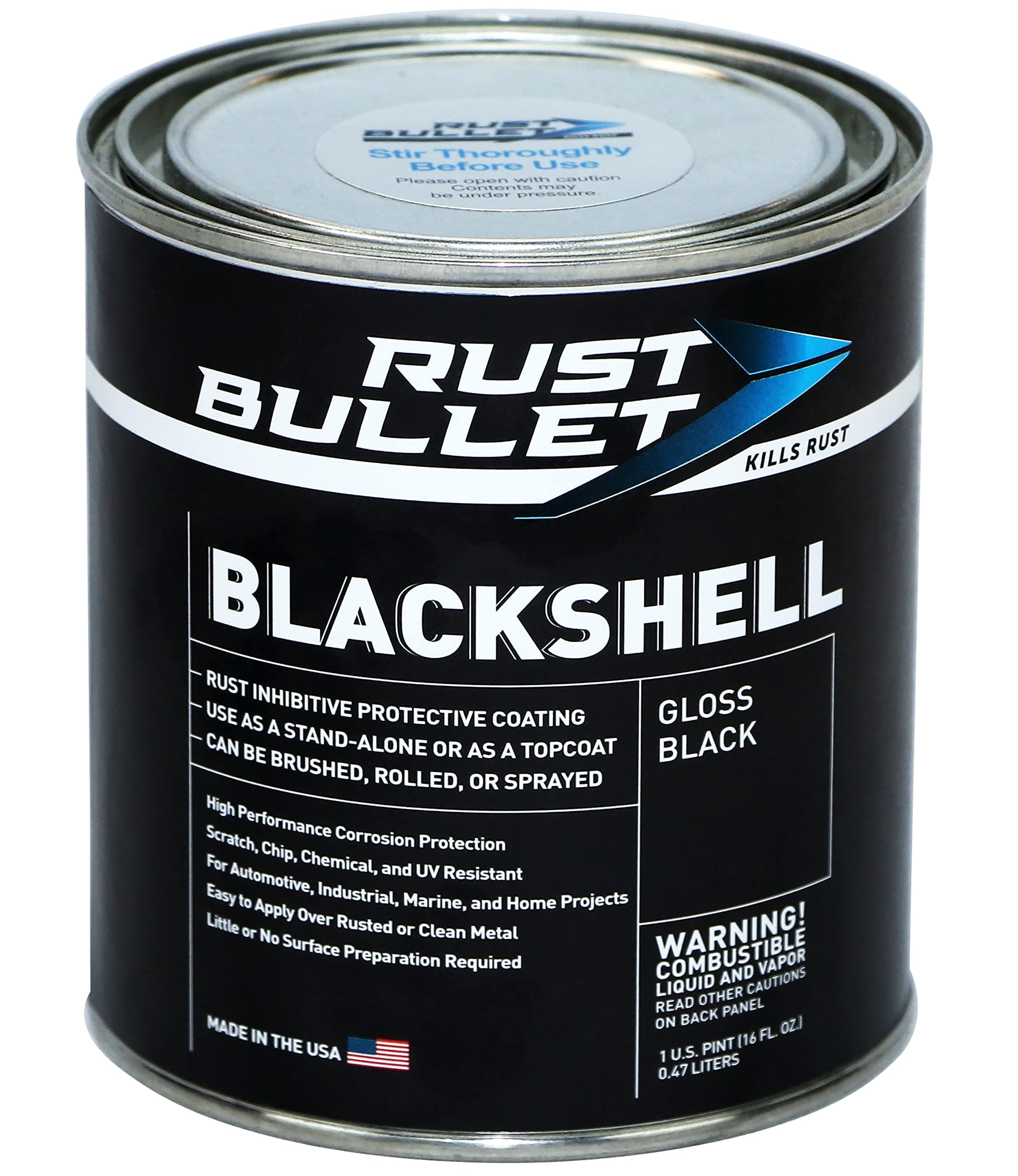 Pint - Rust Bullet BlackShell - Black Rust Protection Rust Paint Rust Inhibitor