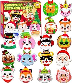 16 Pack Christmas Arts and Crafts for Kids Toddler Christmas Animal Paper Plate Art Kit Gifts for 3 4 5 6 Year Old DIY Kids Crafts for Christmas Stocking Stuffers Classroom Activities Games
