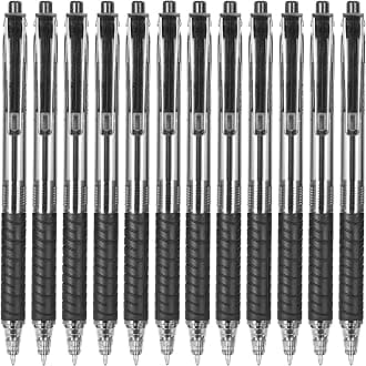 Sooez 12 Pack Bulk Pens Ballpoint Smooth Writing pens, Retractable Black Ink Pen, Medium Point 1.0mm Click Pens for Journaling, Soft Grip Box of Pen Office Supplies for Nurse, Server, Note Taking