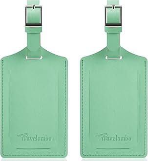 TravelamboTravelambo Leather Luggage Bag Tags (Lotus Green)