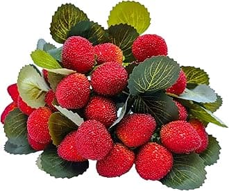 M2cbridge4PCS Artificial Raspberry Red Berry Strawberry Faux Fruit BlackBerry Props Table Decoration (Red Strawberry)