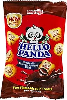 Meiji Hello Panda Chocolate Cream Filled Biscuits 32g, Japanese Snack, Crunchy Biscuit Treat