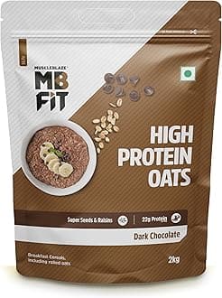 MuscleBlaze Fit High Protein Oats (Dark Chocolate, 2kg) | 22g Protein | Breakfast Cereals for Weight Management