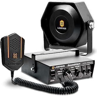 SoundAlert 100W emergency warning kit [118-124dB ultra-thin speaker] [2×20A switch control] [hands-free air horn] [PTT Mic] [radio rebroadcast] warning PA system Emergency vehicles Truck cars
