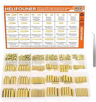 422 Pieces M2 M2.5 M3 Male Female Hex Brass Spacers Standoffs Screws Nuts Assortment Kit, Threaded Pillar for Printed Circuit Board Motherboard