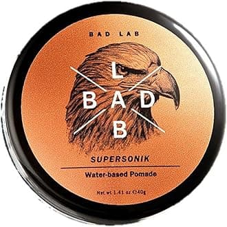 Bad Lab Supersonik Hair Styling Pomade for Men | Medium Hold Styling with Super-Gloss, Super-Slick Finish | Anti-Dandruff, Anti-Irritation with Fluidipure™ 8G | Volumising & Non-Sticky | Water-Based Formula | 40g