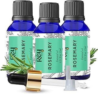 Rey Naturals Rosemary Essential Oil | Rosemary Oil for Hair Growth | Good For Skin, Body and Shiny Soft Hair | Pure & Non Greasy | Hair Fall Control & Hair Growth Oil For Women & Men - 15ml pack of 3