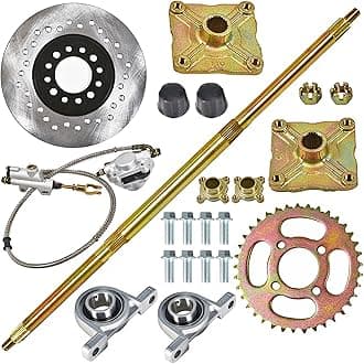 GXYWADY 32 Go Kart Rear Axle Kit with Shaft + Hub + Brake Master Cylinder Replacement for Go Kart ATV 32 Inch