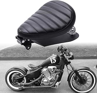 DREAMIZER Motorcycle Seat Cushion Driver Solo Seats with Spring Bracket PU Leather Compatible with Harley Honda Yamaha Kawasaki Sportster Iron 883 1200 Chopper Bobber Cafe Racer