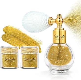 Etercycle Hair Glitter Spray, Gold Body Glitter Spray Fine Face Shimmer Powder, Cosmetic Shimmer Makeup Glitter Highlighter Powder Hairspray for Y2K Accessories, Party, Stage Shows, Nightclubs, Bar