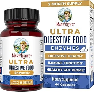 Ultra Vegan Digestive Food Enzymes (GMP Certified + Tested) by MaryRuth's - Daily Digestion Enzyme Complex - Amylase, Lipase and Lactase + Cofactor Vitamins & Minerals - Plant Based Non-GMO - 60 count