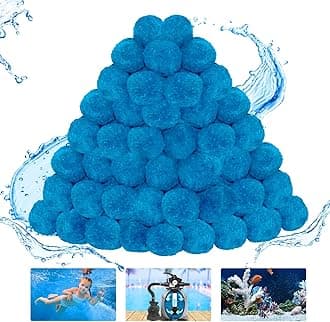 4 lbs Pool Filter Balls, New Upgrade Efficient Swimming Pool Filter Sand Alternative, Reusable Eco-Friendly Blue Filter Media Balls, Replace 150 lbs Filter Sand, Lasts for Several Seasons