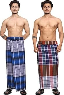 Gowri Tex Cotton Stitched Lungi Pack Of 2 (Ready To Wear) 2.25Meter