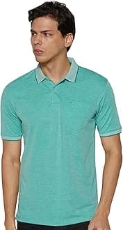Peter England Men's Premium Regular Fit Half Sleeve Polo T-Shirt with Pocket | Cotton Rich | Birds Eye Interlock Weave