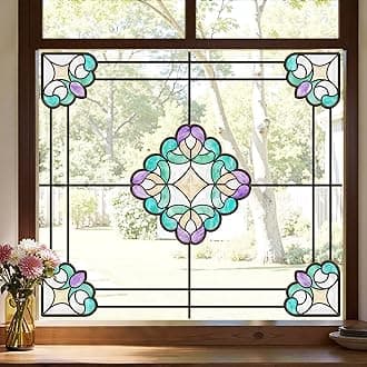 Window Stickers, ‌Stained Glass Window Privacy Film, UV Blocking Static Cling for Home Kitchen Office Bathroom, Sri Lanka, 11.87" X 15.7"