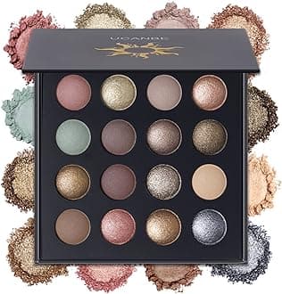 Baked Eyeshadow Makeup Palette with Hidden Gems, 16 Colors Nude Eye Shadow with Matte Glitter Metallic Shimmer, Highly Pigmented Long Lasting Make Up Pallet