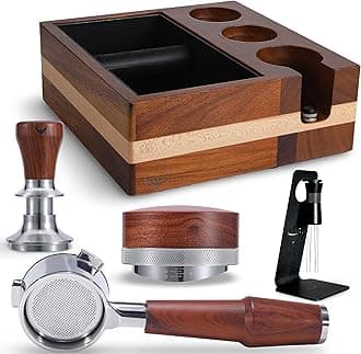 Breville Espresso Machine Accessories Set 54mm Bottomless Portafilter, Spring Tamper 54mm, Distribution Tool, Knockbox with Tamper Station, and WDT Espresso Tool Stirrer Set