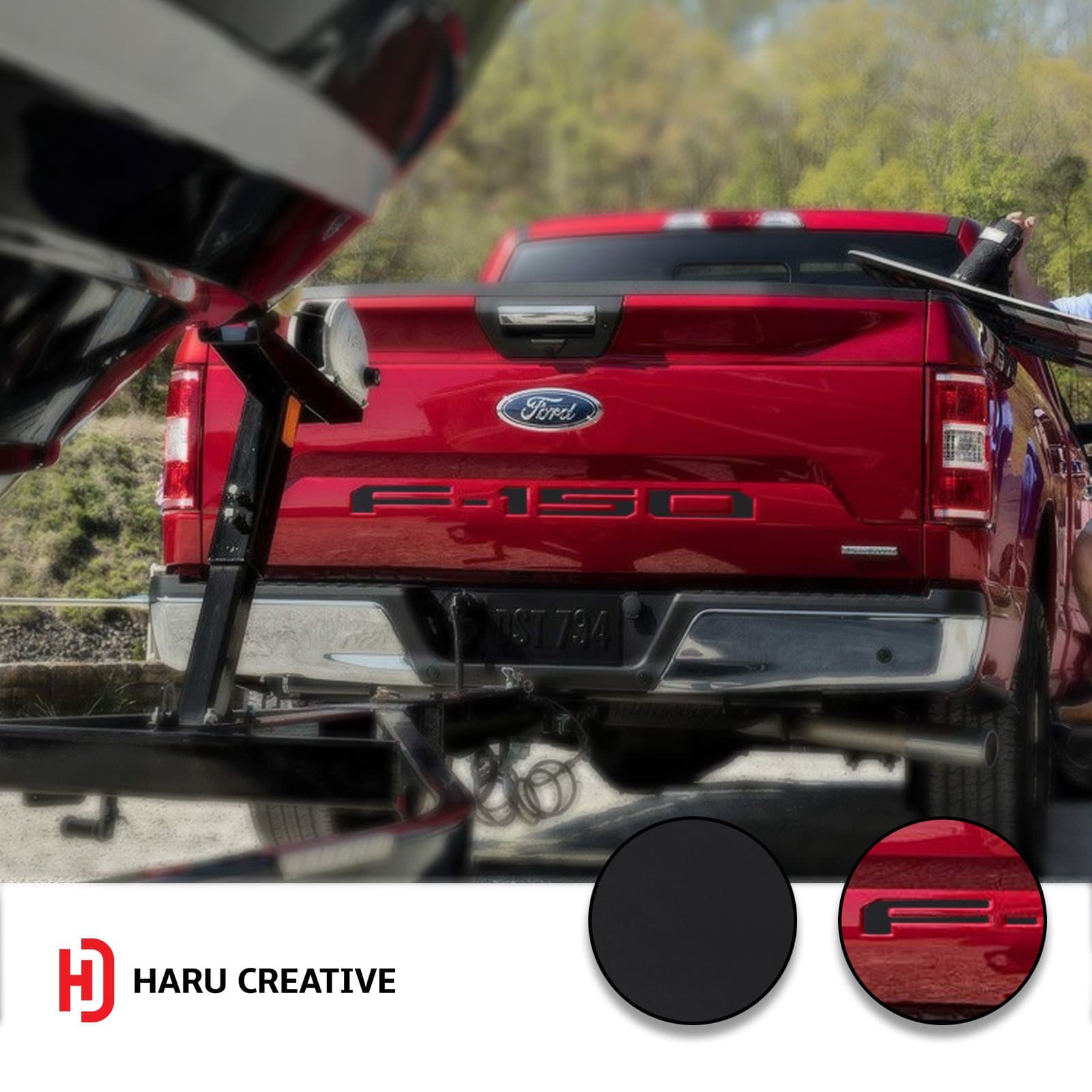Haru Creative - Rear Tailgate Letter Insert Overlay Decal Sticker Compatible with and Fits 2018 Ford F150 F-150 - Matte Black