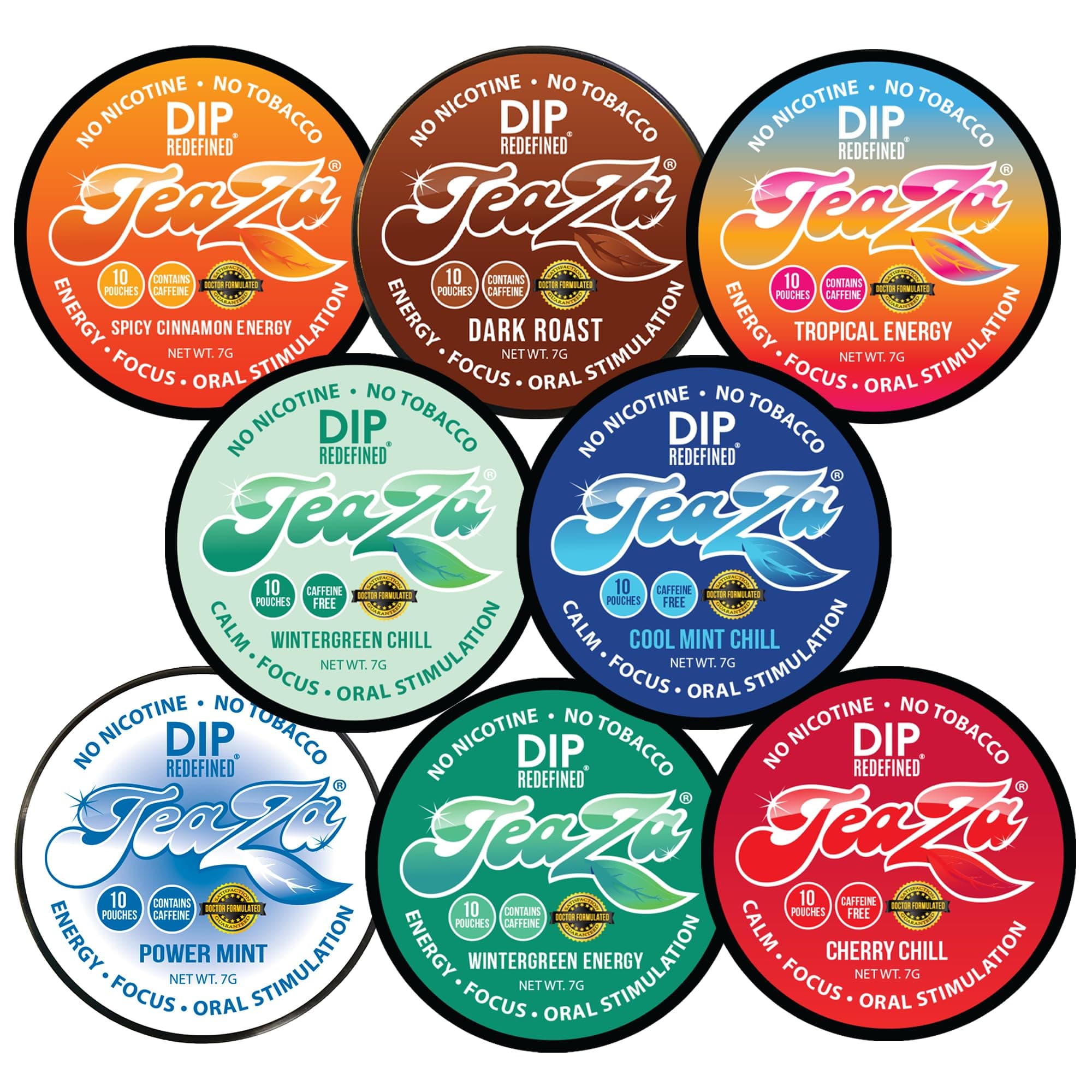 TeaZA Energy Variety Pack - Flavored Pouches (8 Pack)