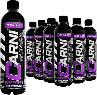 CARNIMAX L-Carnitine – Mixed Berry – 0g Sugar, 4500mg L-Carnitine, Electrolytes, CLA + Chromium, B Complex Vitamins – Maximum Fat Burn, Pre-Workout Drink, 500ml (Pack of 12)