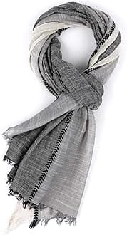 GERINLY Color Block Spring Scarf for Men Long Neck Wraps Shawl Urbanstyle Scarf Gift for Men, Blackgraybeige, Medium