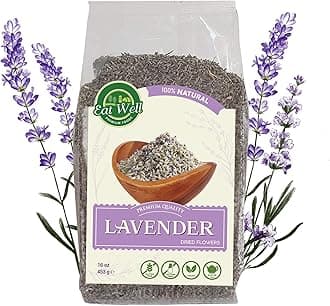 Eat Well Dried Lavender Flowers 16 oz, Bulk Size Lavender Petals for Lavender Tea, Edible Culinary Lavender for Baking and Cooking, Dry Lavender Flowers for Soaps, Lavender Buds for Home Fragrance