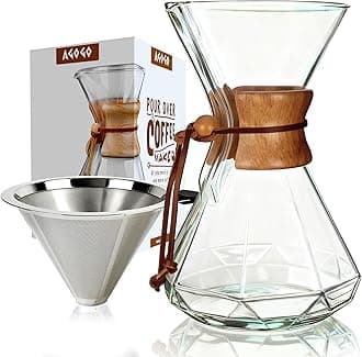 AGOGO Pour Over Coffeemaker Set Classic Series with Filter Diamond Shape 10 Cups