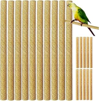 40Pcs Sand Perch Covers for Bird - Bird Perch Covers 7.5" Long x 3/8" Diameter Bird Perches for Parakeets, Lovebirds, Parrotlets, Canaries and Other Small Birds (Yellow, 40pcs 7.5" x 0.43")